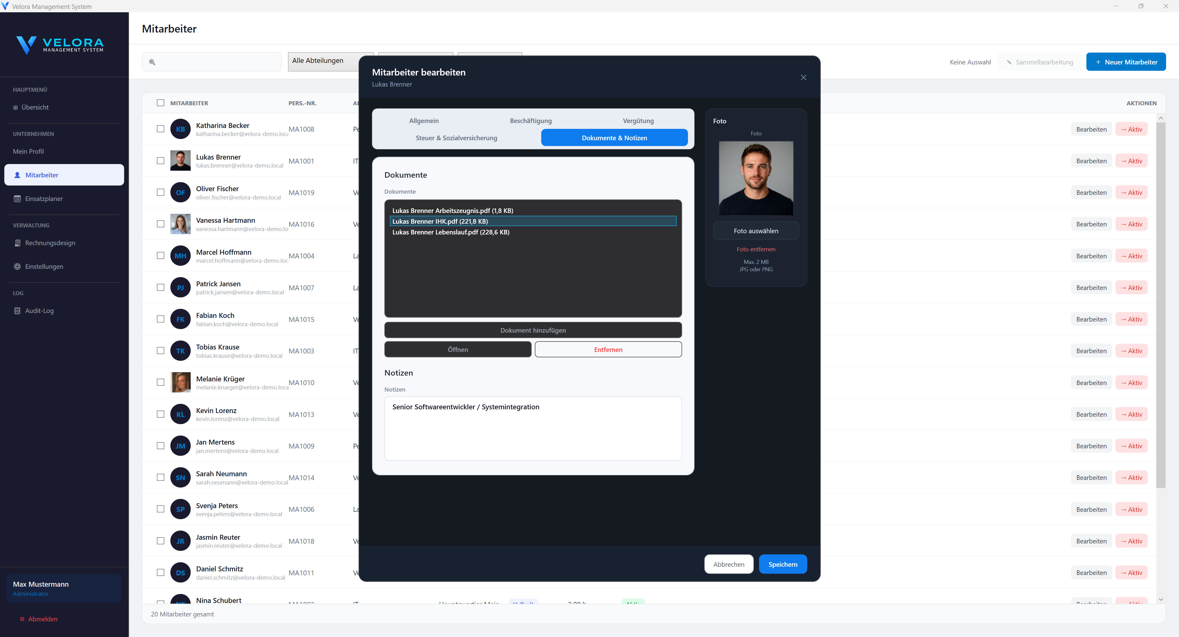 Velora Hauptsoftware