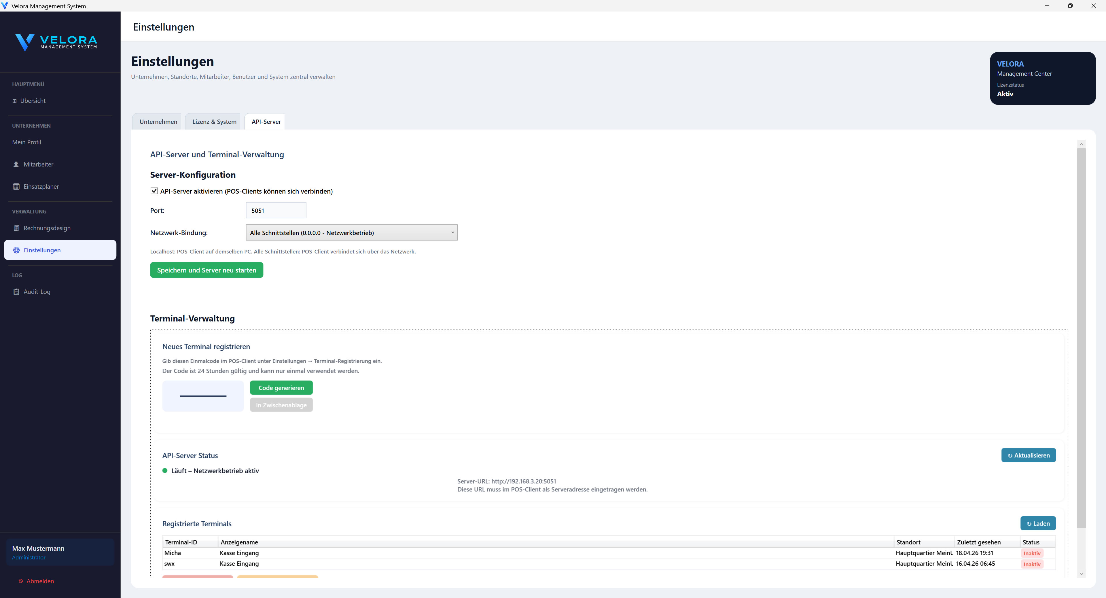 Velora Hauptsoftware