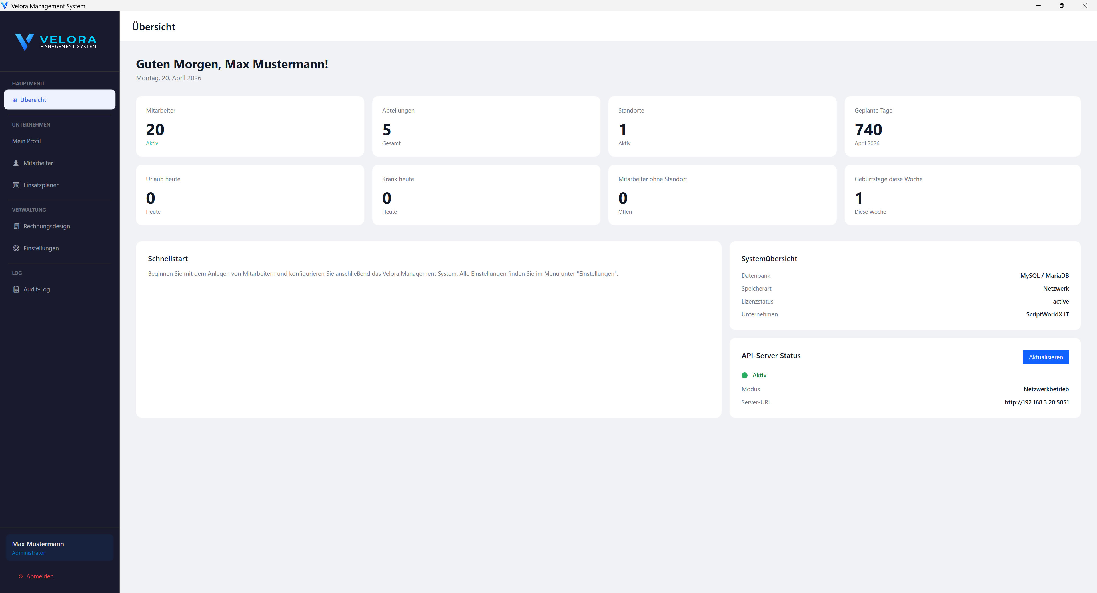 Velora Hauptsoftware