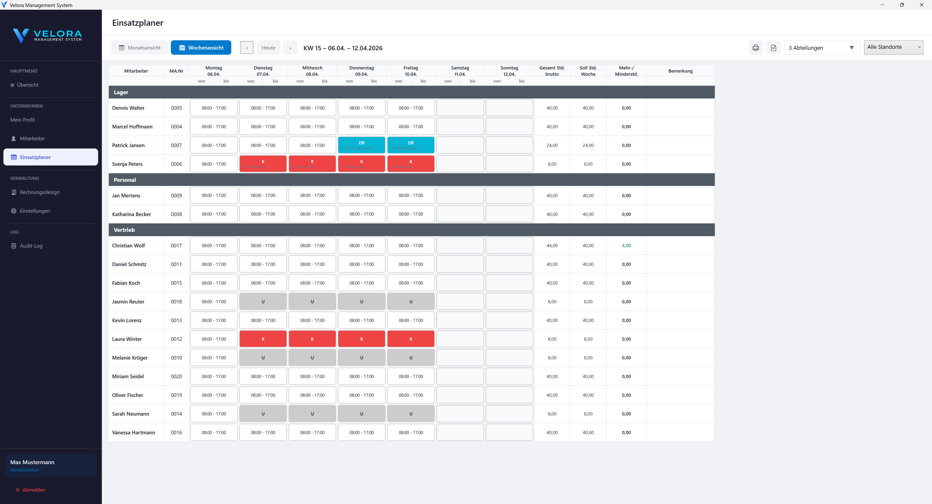 Velora Hauptsoftware