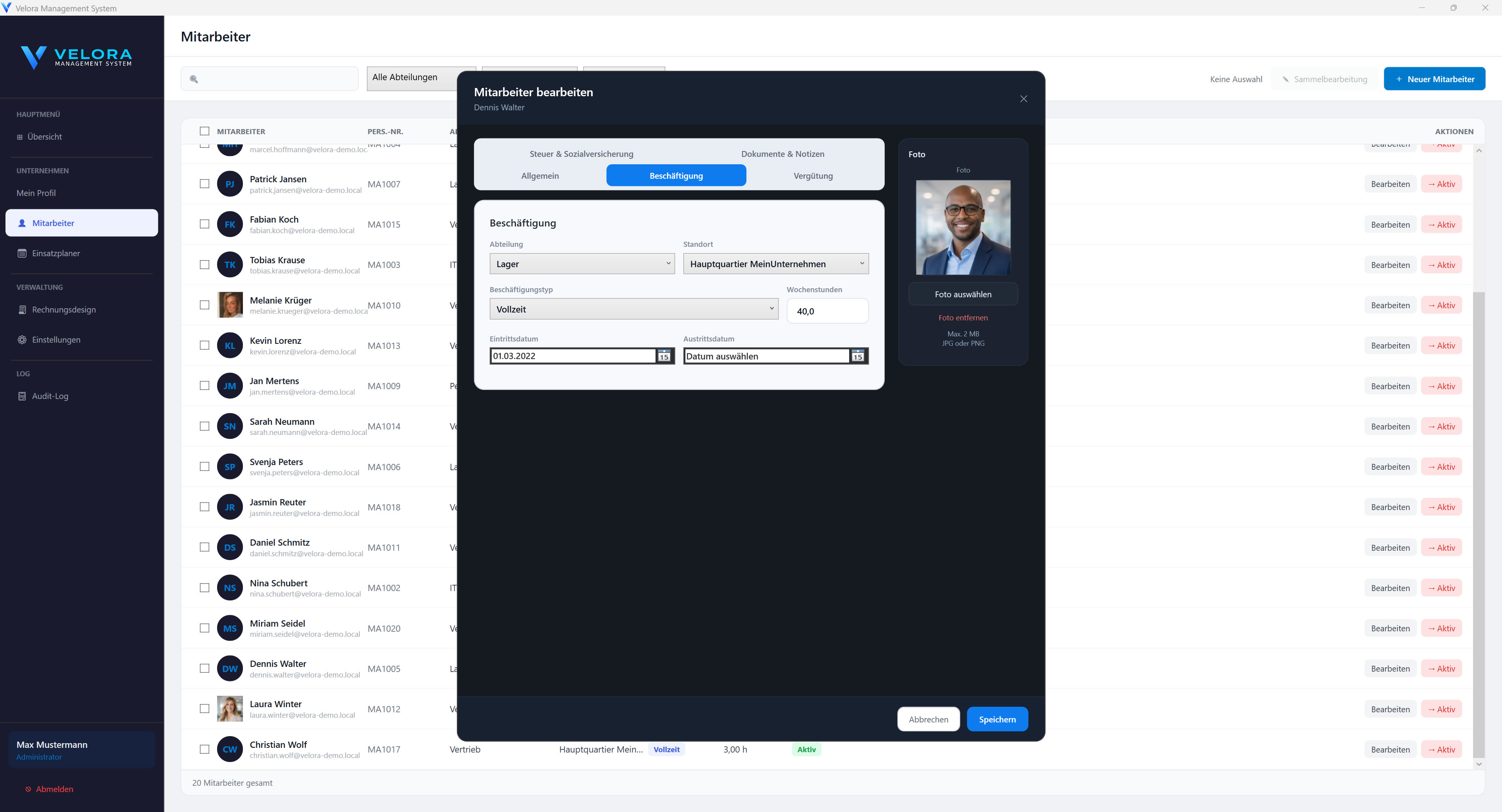 Velora Hauptsoftware