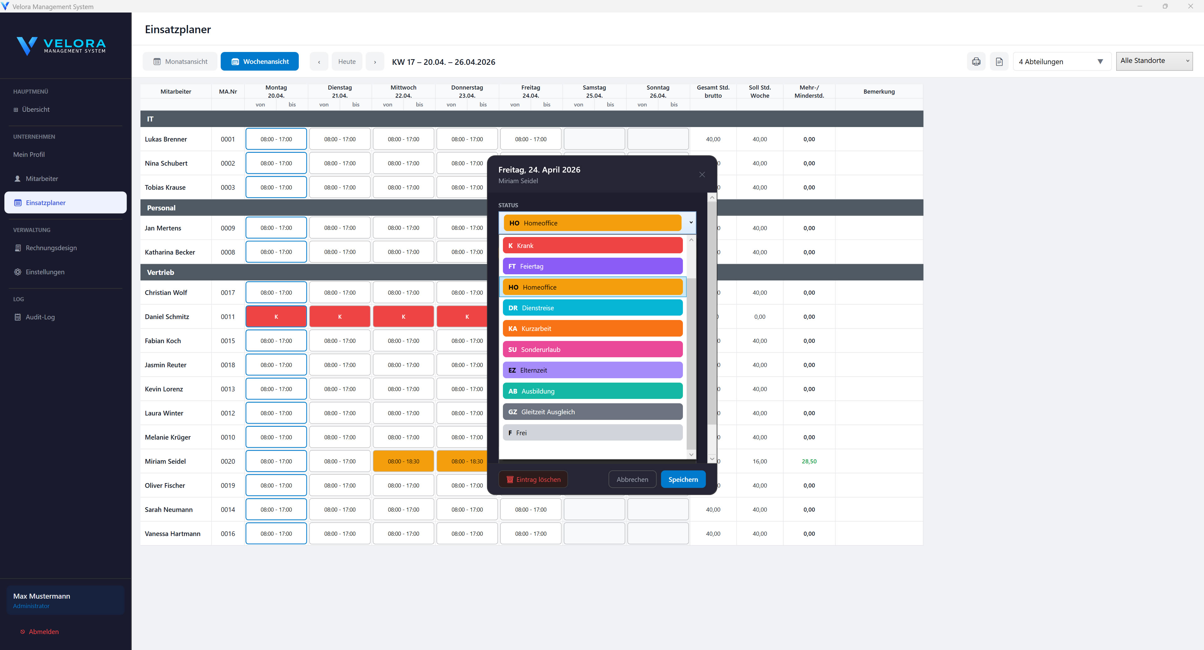 Velora Hauptsoftware