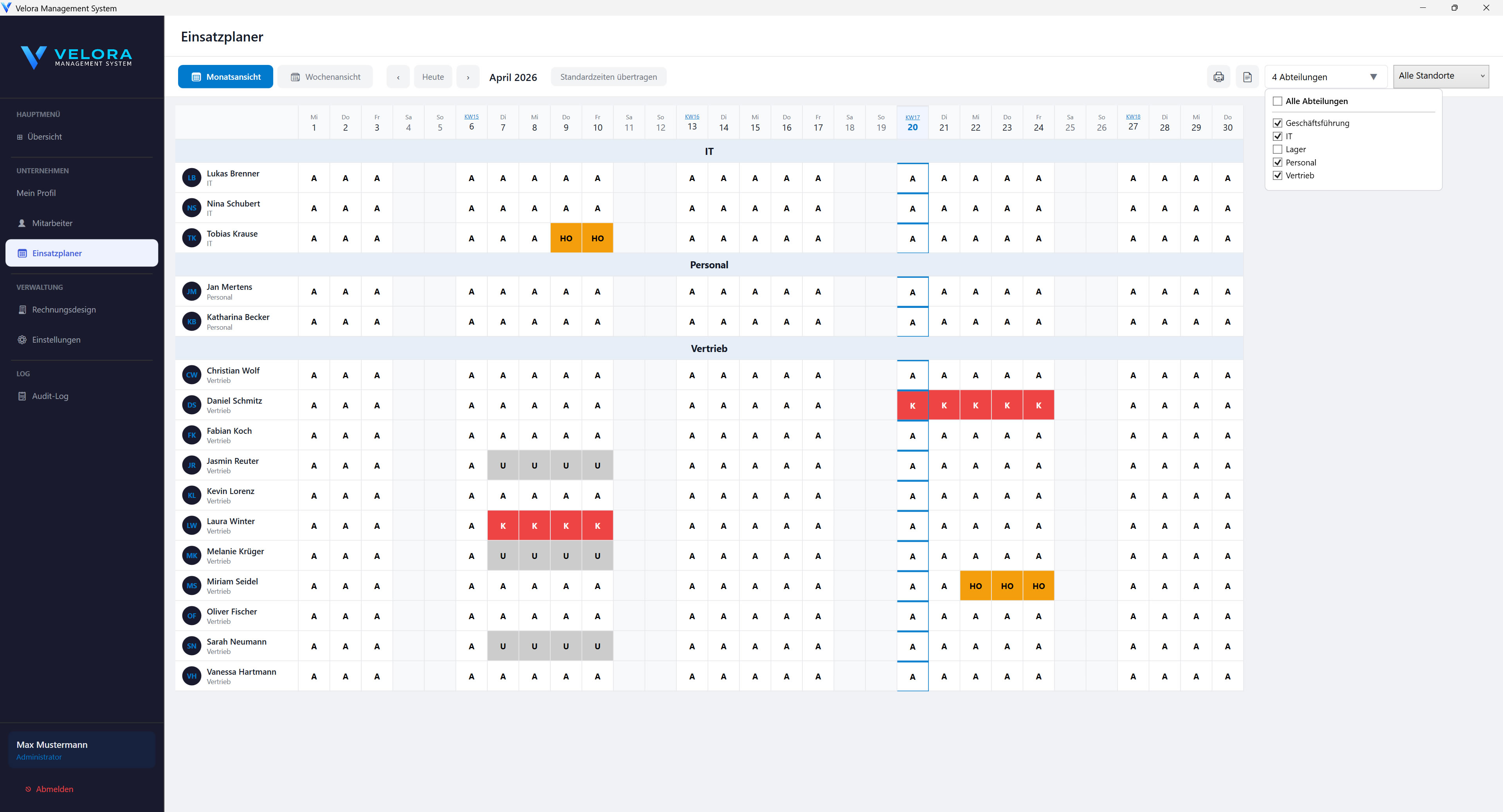 Velora Hauptsoftware