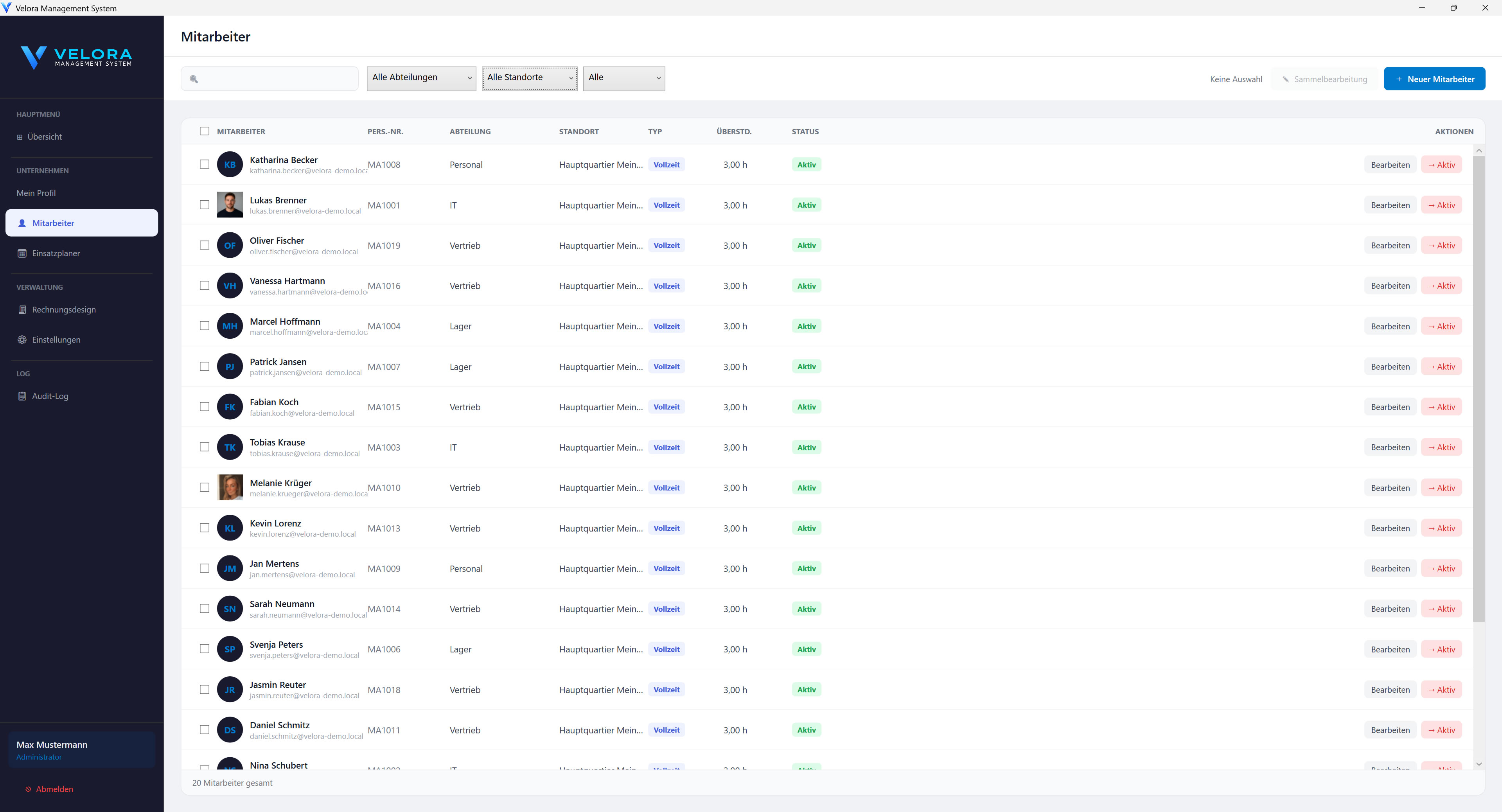 Velora Hauptsoftware