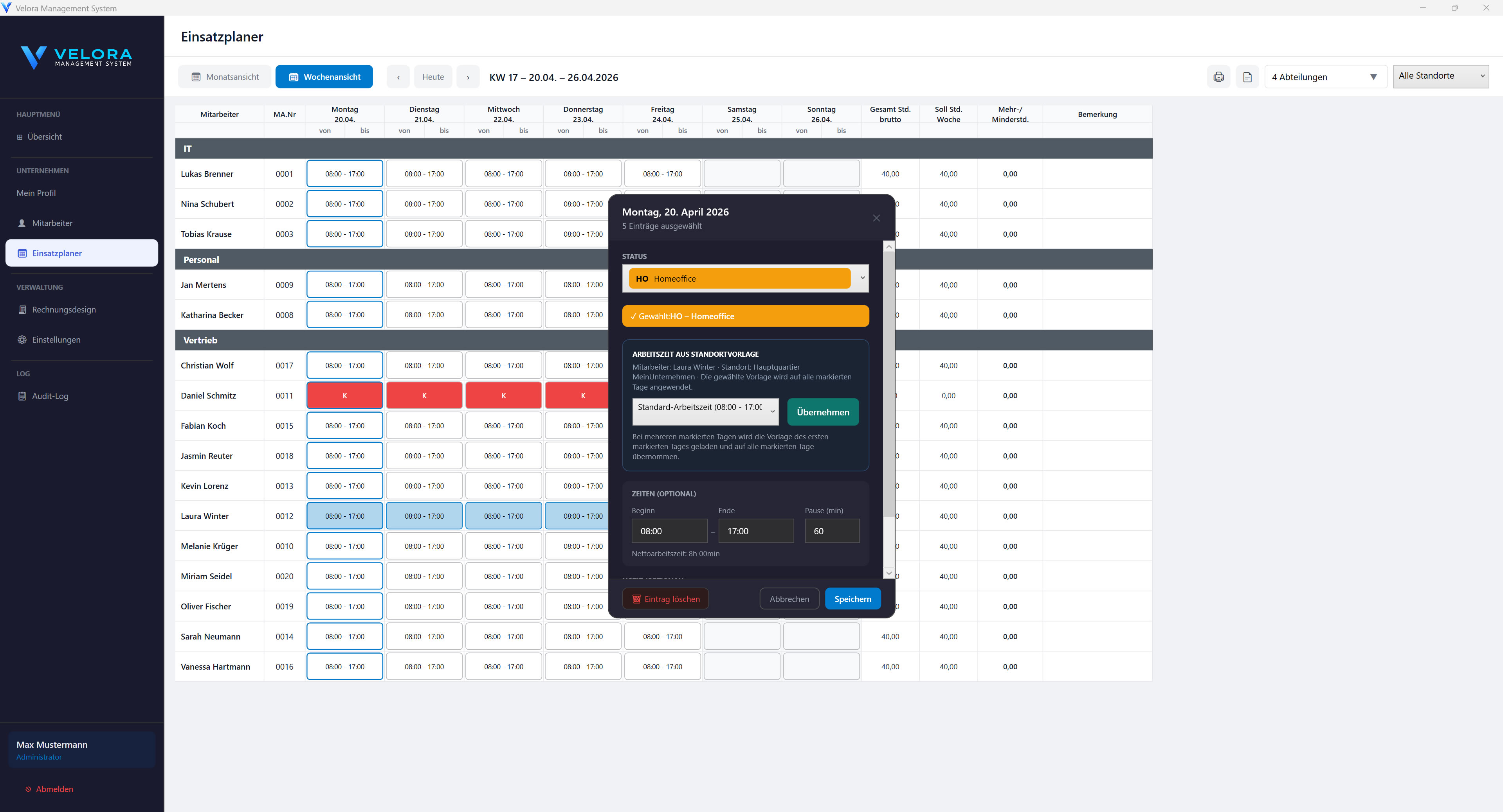 Velora Hauptsoftware