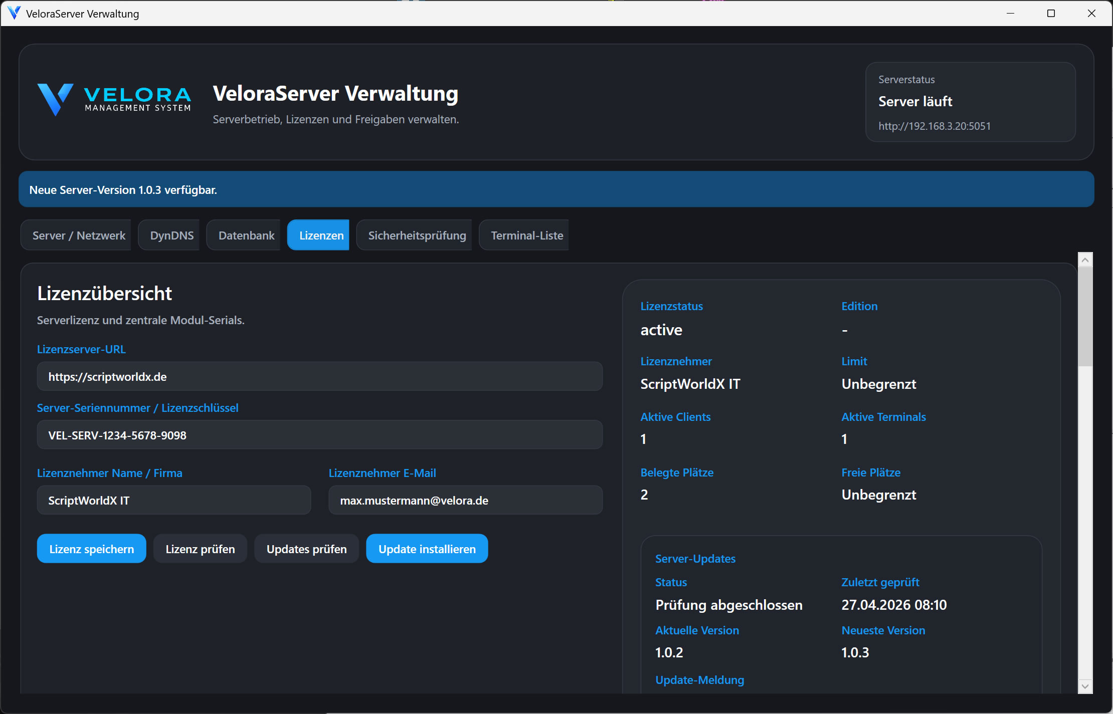 Velora API Server